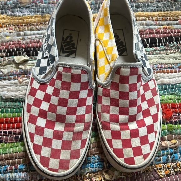 Vans Shoes - Vans Women's Checkerboard Slip-On Sneakers - Red, Yellow, Black 7.5